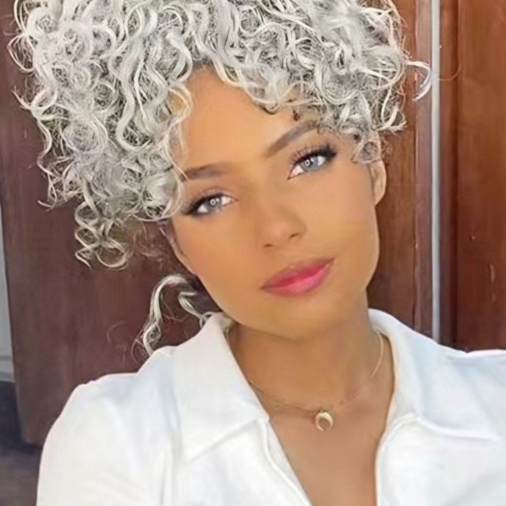 Curly Silver Hair Piece for Women
